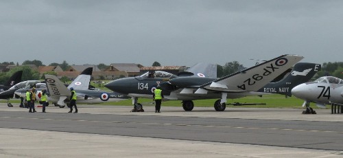 Sea Vixen and Sea Hawk unfolding wings